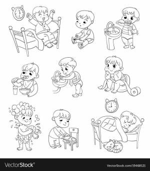 Раскраски Режим дня школьника