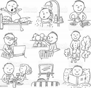Раскраски Режим дня школьника 2 класс