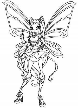 Раскраски Раскраска Девушка с крыльями Винкс клуб человек паук