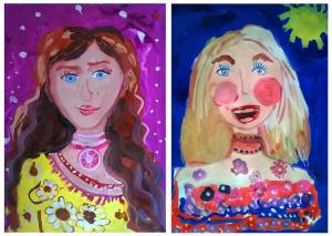 портрет мамы, картина, живопись, дети, гуашь