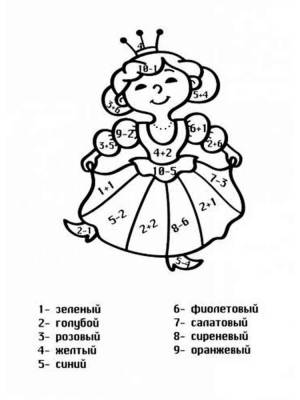 Раскраски с примерами в пределах 10