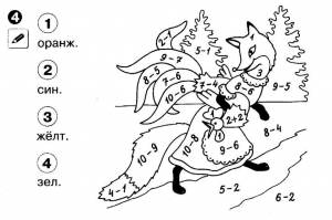 Раскраски с примерами для 1 класса Счет в пределах 10