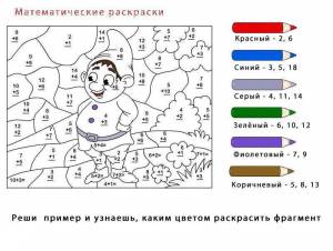 Раскраски Раскраска Реши примеры и раскрась картинку по номерам математические раскраски, Download print coloring page