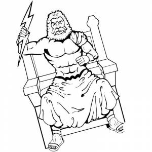 Раскраска Зевс с молнией бог древней Греции