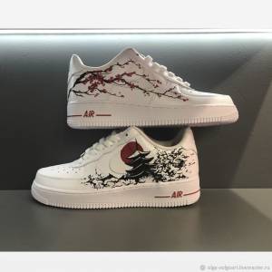 Кроссовки белые, кастом кроссовок Nike Air Force,япония,ручная роспись в интернет-магазине Ярмарка Мастеров по цене 9000 ₽