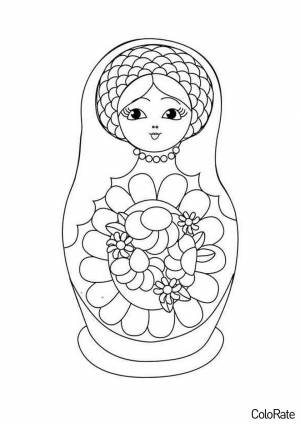 Раскраска Матрёшка в кокошнике