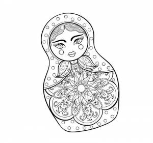 Раскраска антистресс матрешка