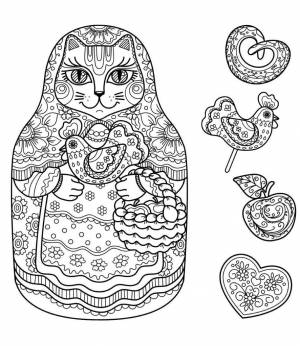 Матрешка Кошка со сладостями