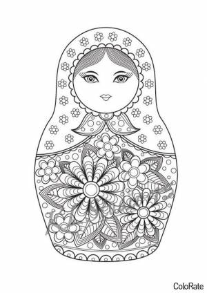 Раскраска Цветочная матрёшка
