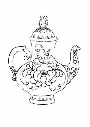 Раскраски Чайник гжель