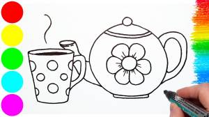 How to Draw a Cup and Teapot Easy