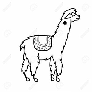 Vector Illustration Of Cute Character South America Lama With Decorations