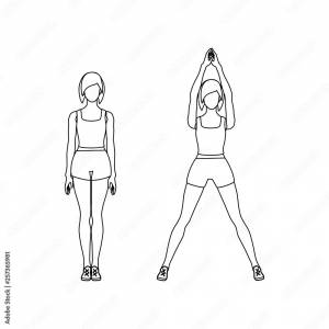 Jumping jacks workout outline Векторный объект Stock