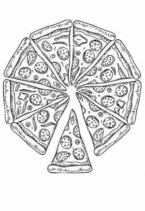 Раскраска Пицца Кусок