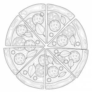 Пицца с колбасой, помидорами и базком