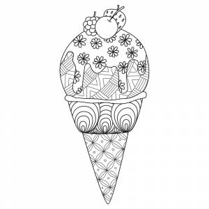 Раскраска Мороженое с вишенкой антистресс