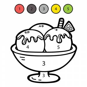 Раскраска Мороженое по цифрам