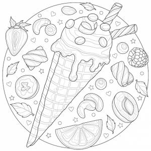 Рожок мороженого с фруктами и орехами