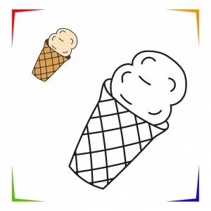 Мороженое в вафлях раскраска страница вектор образовательный лист, раскрашенный по образцу игра paint