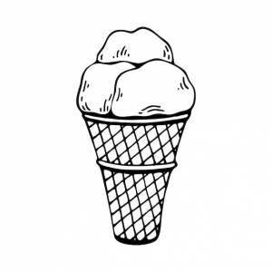 Книжка-раскраска мороженое вафельный рожок холодный летний десерт ручной рисунок линии искусства иллюстрации страница раскраски для детей и взрослых