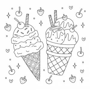 иллюстрация раскраски мороженого вручную