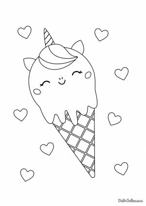 Раскраска Рожок мороженого с единорогом