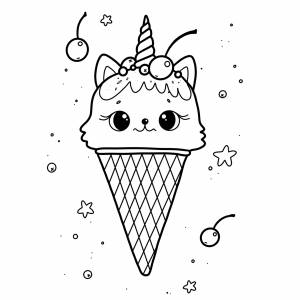 Иллюстрация Котик-единорог в стиле персонажи