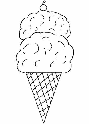 Раскраски Coloring page Ice cream with a cherry ice cream, Download print coloring page