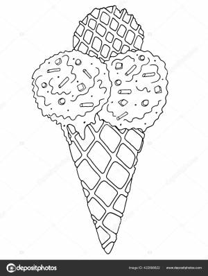 Векторное Мороженое Раскраски Взрослых Детей Черная Линия Раскраски Мороженого Векторное изображение ©ellina200@mail