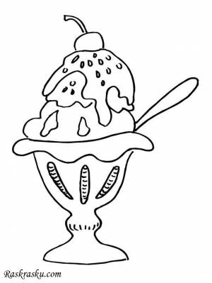 Распечатать раскраску Мороженое в блюдце