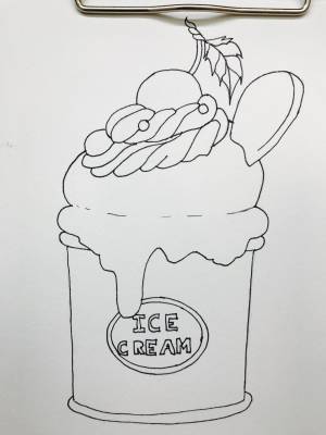 Мороженое Раскраска для маркеров Hand drawn ice cream Coloring page