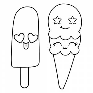 Раскраска Милые мороженки рожок и на палочке