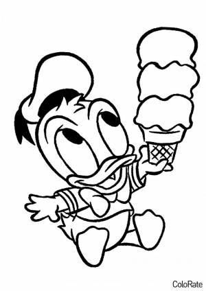 Раскраска Утенок с мороженым