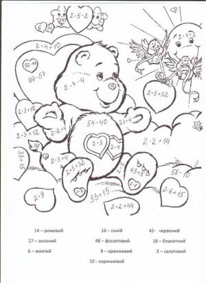 Математические раскраски на сложение однозначных чисел