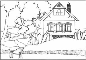 Раскраска Домик В Деревне