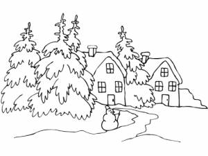 Раскраска Домик в деревне