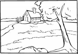 Раскраски Раскраска Домик деревня деревня