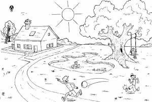 Раскраска Домик В Деревне