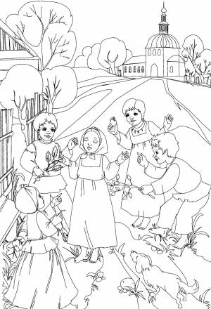 Раскраски Раскраска Русская деревня Деревня