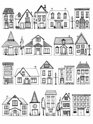 Много разных домиков и коттеджей