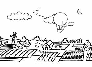 Раскраска деревня  и