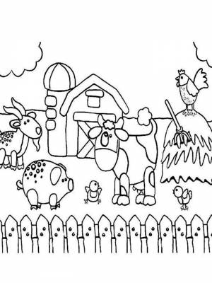 Картинка Деревня  раскраску