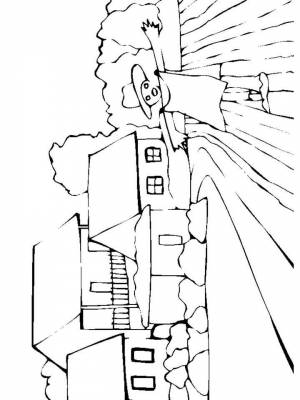 Раскраска Деревня  в формате