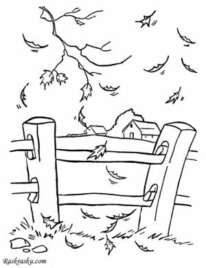 Раскраска Осень в деревне