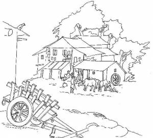 Раскраски Елка, Раскраска Домик в снегу и елка деревня