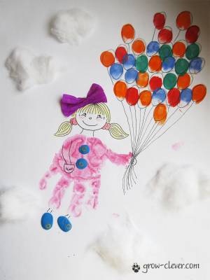 Шаблон для рисования пальчиками Девочка