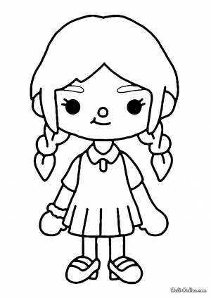 Раскраска Toca Boca девочка с косами
