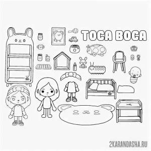 Раскраски Тока бока дом и мебель