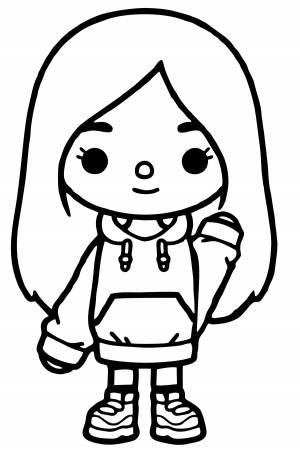 Раскраска Тока бока девочка в худи