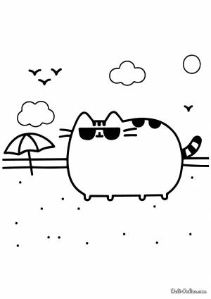 Раскраска Кот Пушин в солнечных очках